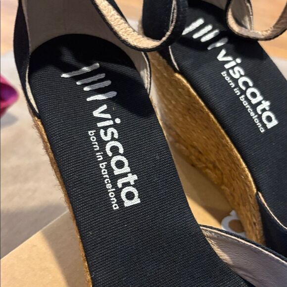 Viscata Black Espadrille Wedges - Picture 2 of 7